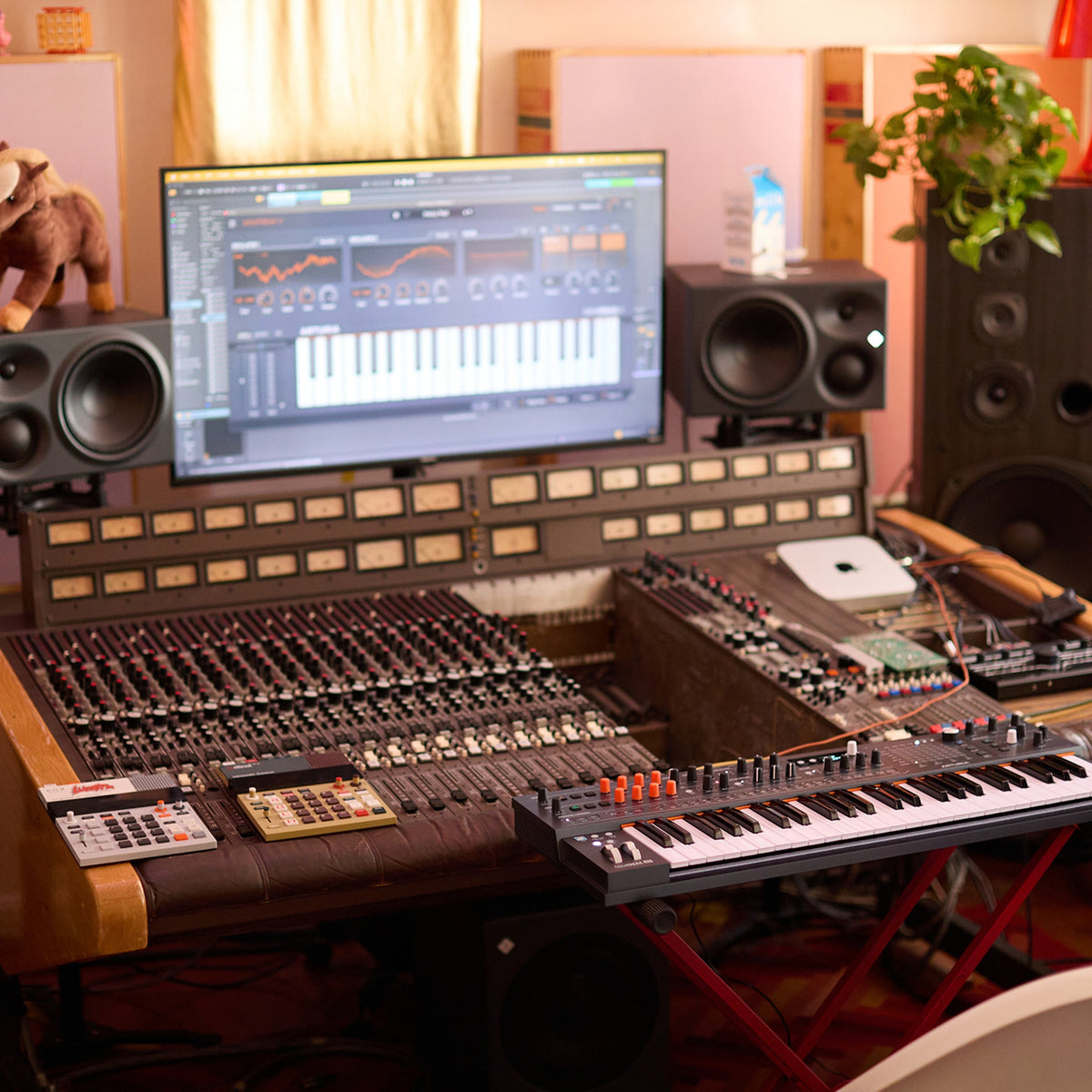 Arturia MiniFreak 49 hybrid synthesizer in a recording studio setup