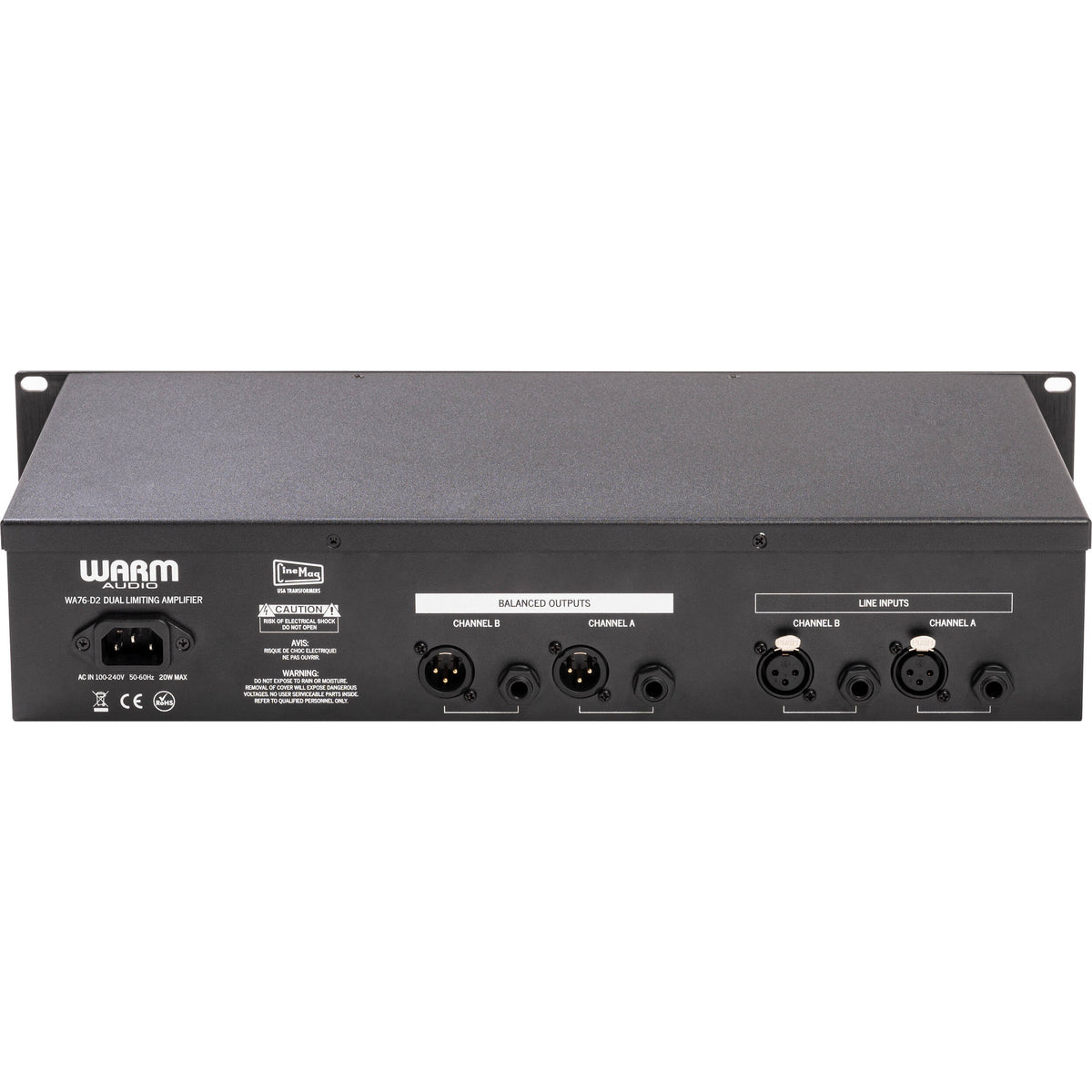 Warm Audio WA76-D2 signal processor featuring vintage-style analog compressor and dedicated controls on a professional audio unit.