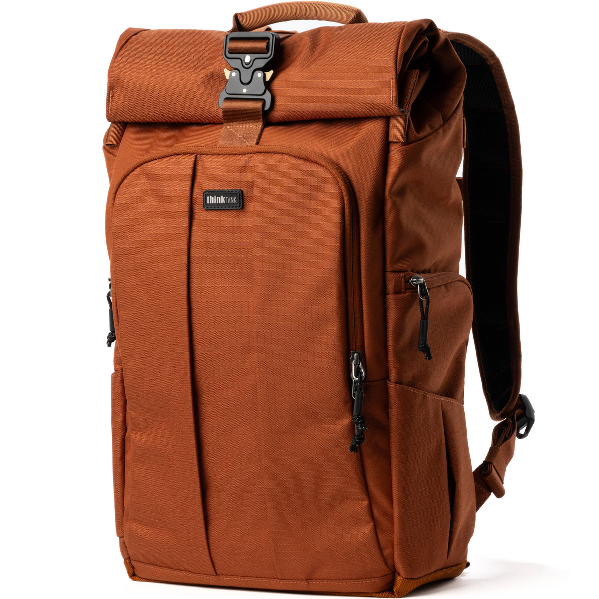 Think Tank FocusPoint RollTop video equipment bag with padded compartments and roll-top closure for secure storage.