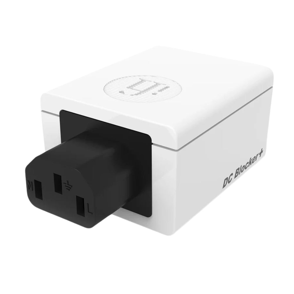 SilentPower DC Blocker+ noise filter with sleek design, designed to reduce interference in audio systems.