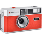 AgfaPhoto reusable compact analogue camera for instant photos, shown with its sleek design and lens.