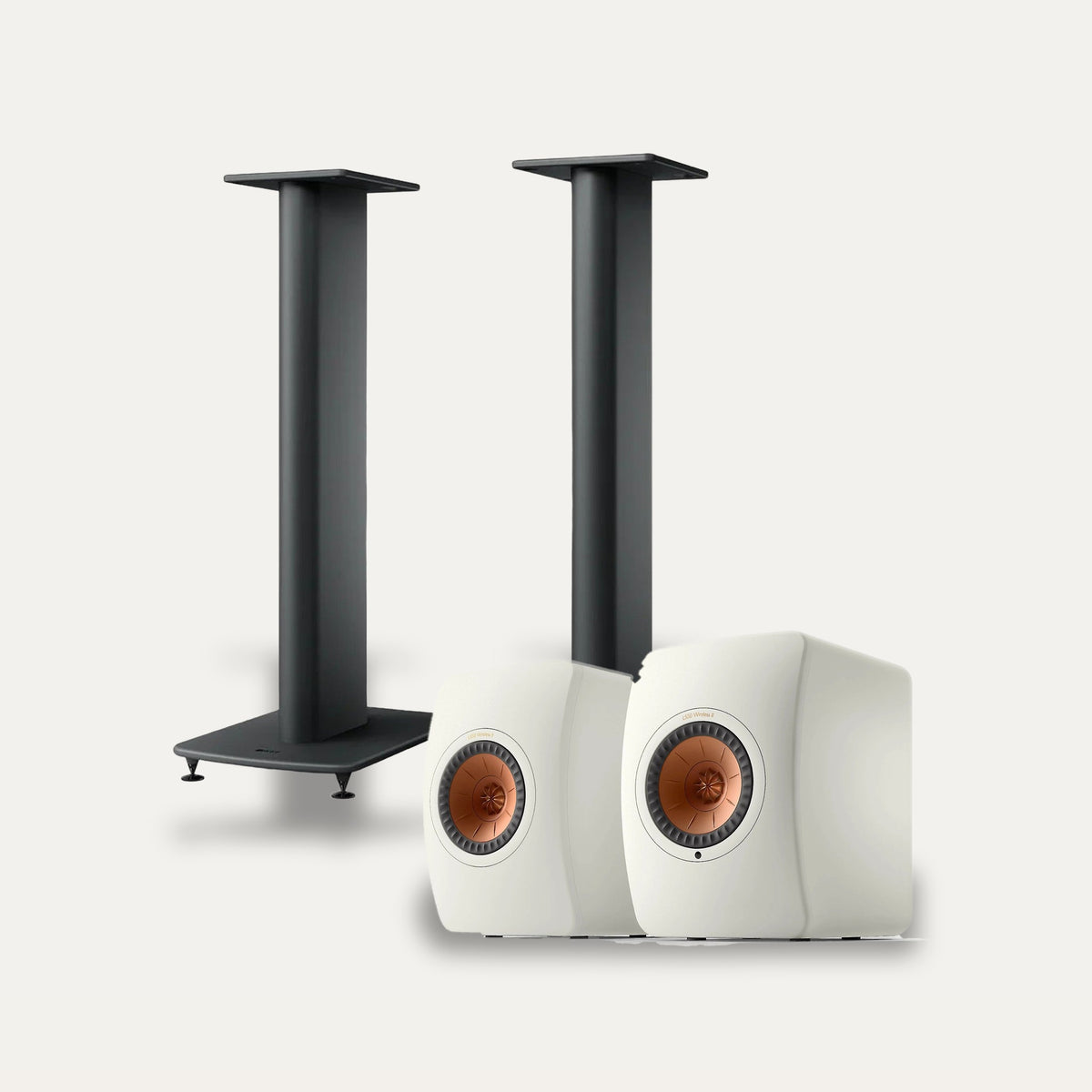 KEF LS50 Wireless II + KEF S2 Stands Wireless Speaker Set – Speaker Colour White