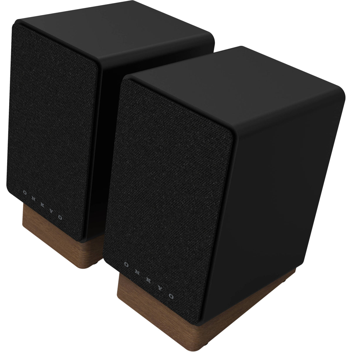 Onkyo GX-30ARC desktop speakers, in black, lifestyle setting