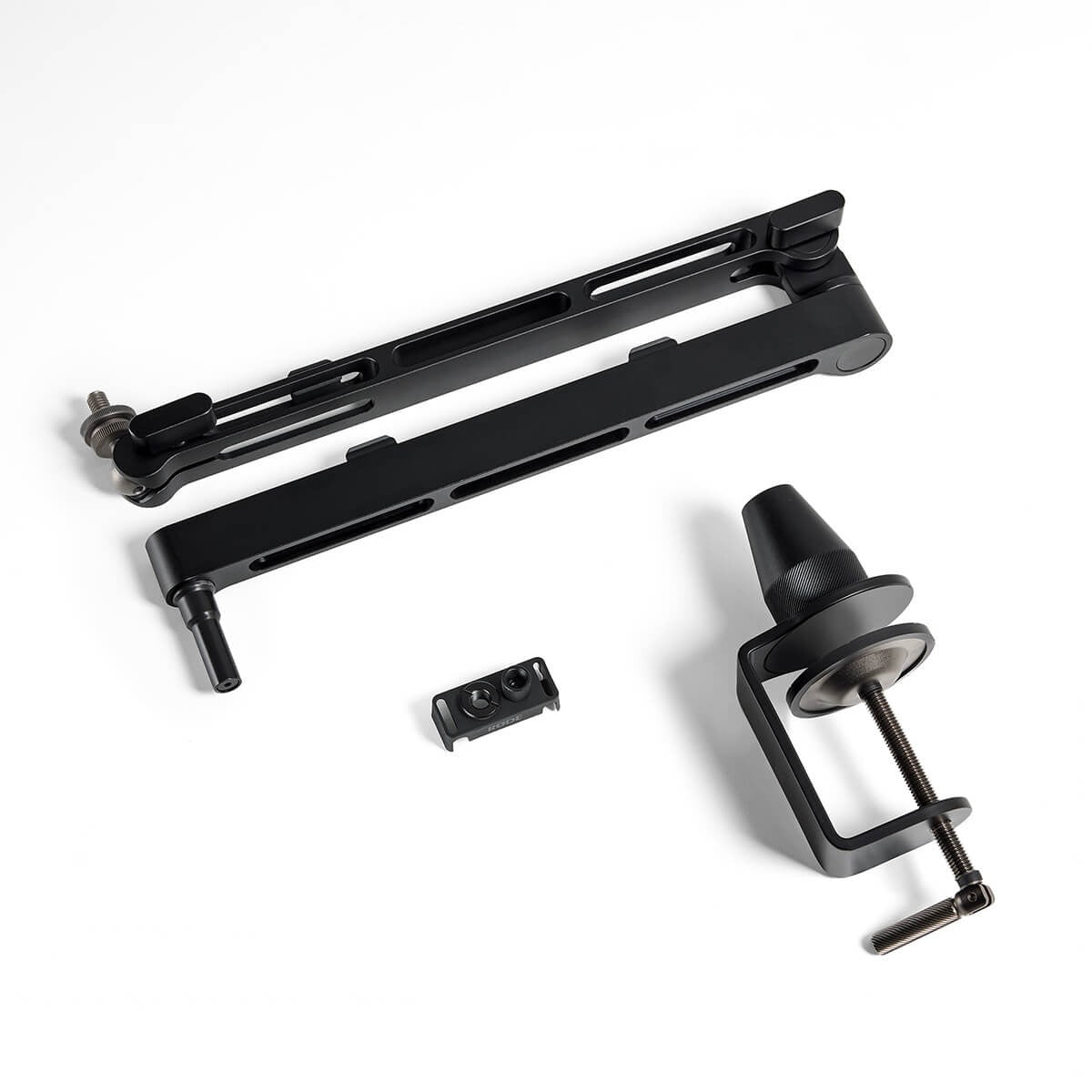 Rode LPA1 in the box: studio arm, desk clamp and thread adaptors