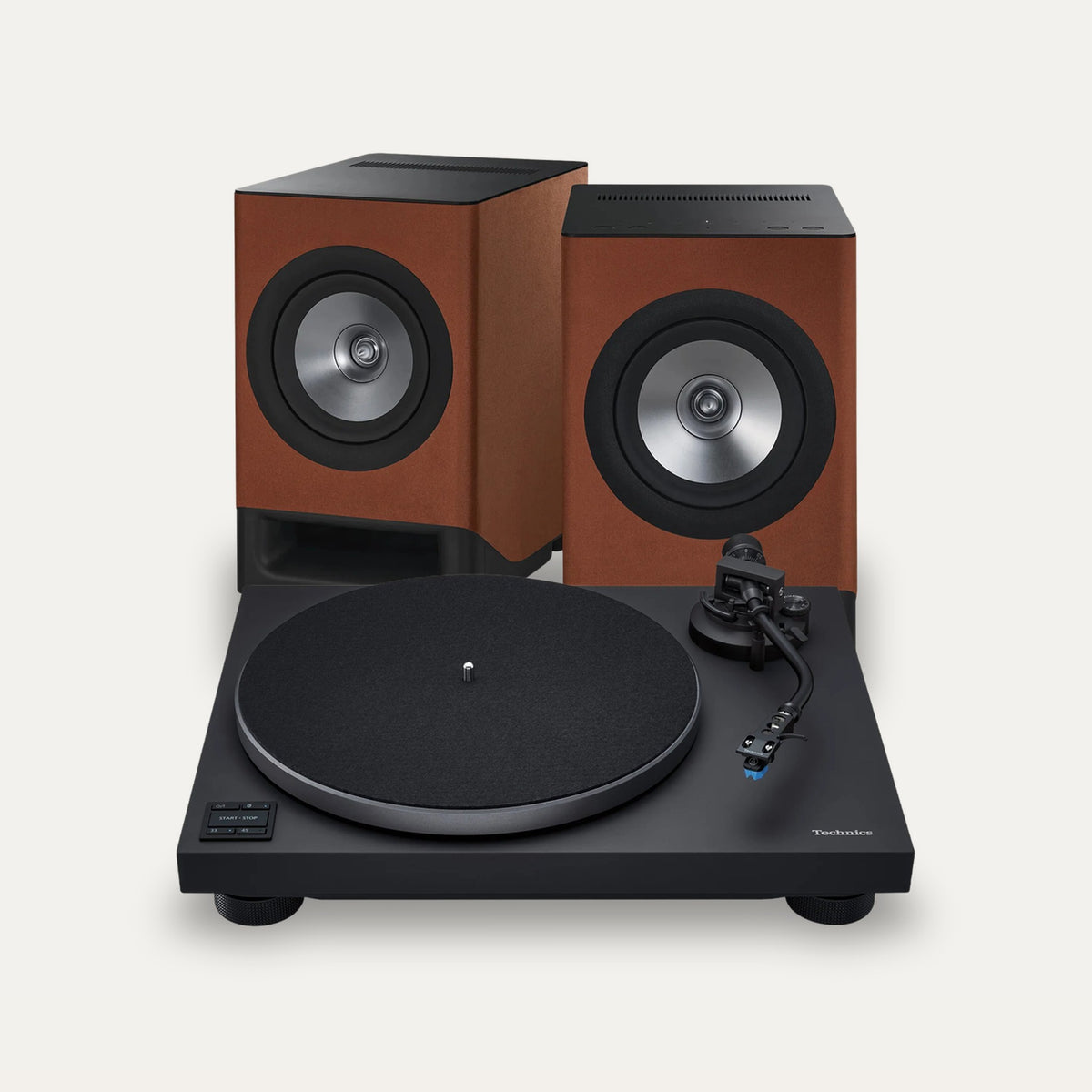 Technics SC-CX700 + SL-40CBT Vinyl Streaming Set – Speaker Colour Terracotta Brown, Turntable Colour Black